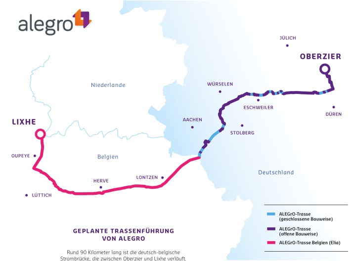 Geplante Trassenführung von ALEGrO.