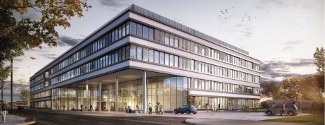 Rendering des Neubaus: Amprion-Projekthaus an der Robert-Schuman-Straße in Dortmund