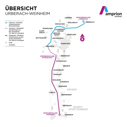 Das Bild zeigt eine Übersicht des Projekts Urberach - Weinheim. 