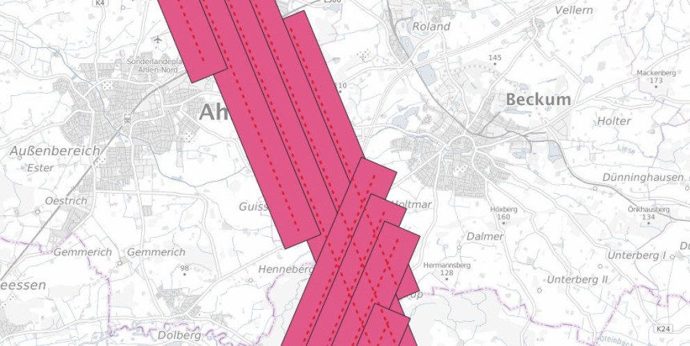 Streifenkarte bei archäologischer Befliegung